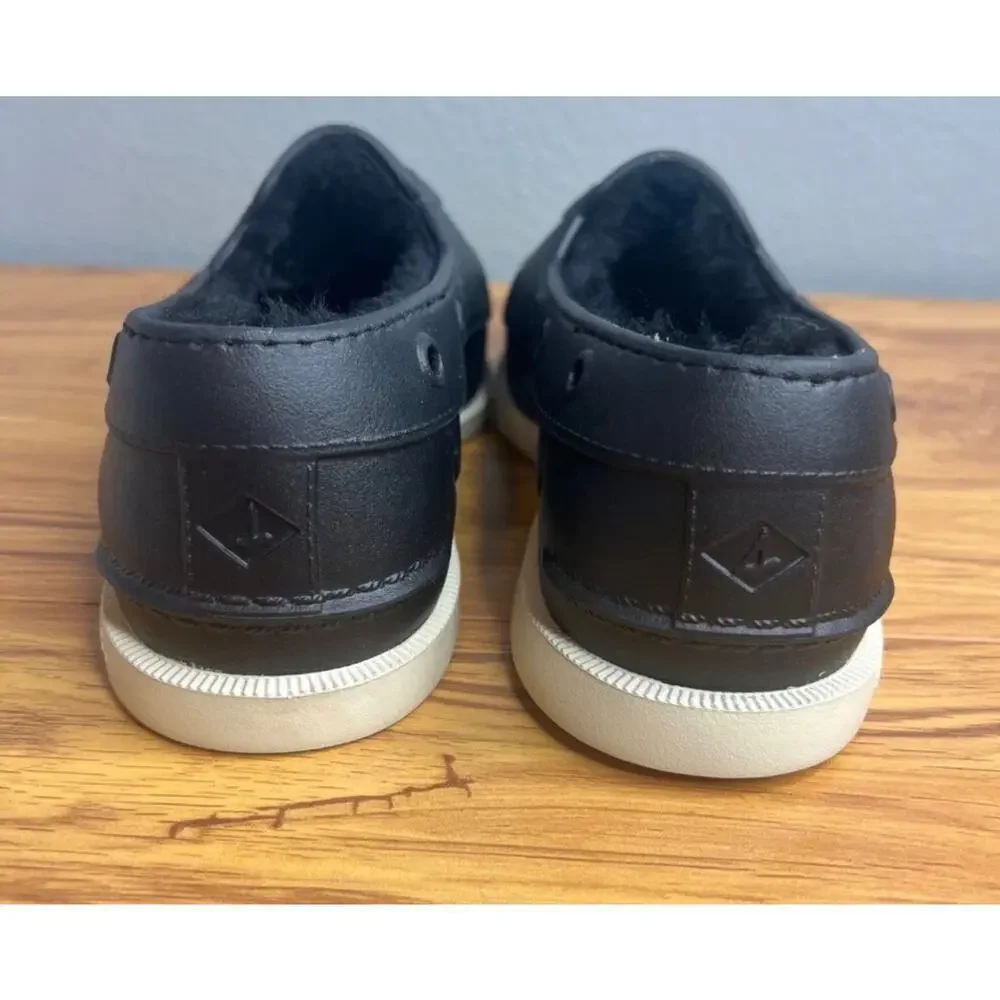 Sherry Float Black Slip On Boat Shoes Faux Fur Lined Women’s Size 8